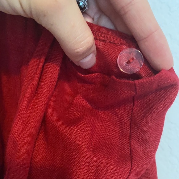 Reformation Red Linen Maggie V Neck Wrap Dress - Picture 13 of 16